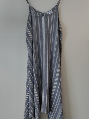 Beachy White Striped Linen Maxi Dress Size M